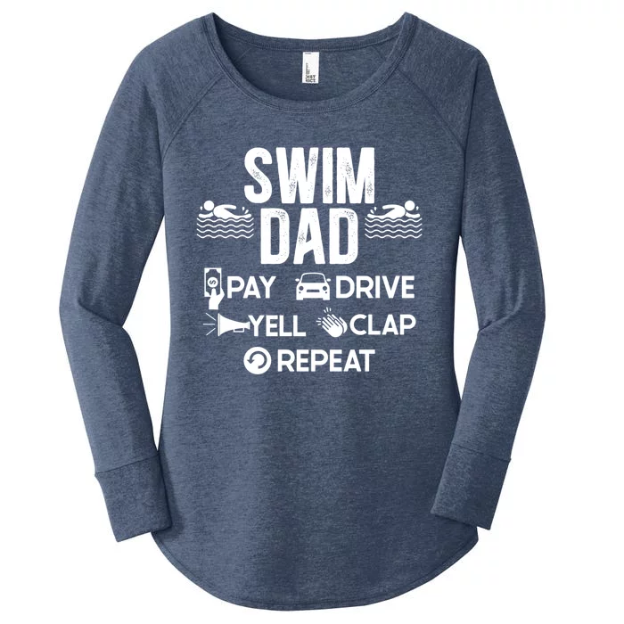 Swim Dad Pay Drive Yell Swimming Father Of A Swimmer Dad Great Gift Women's Perfect Tri Tunic Long Sleeve Shirt