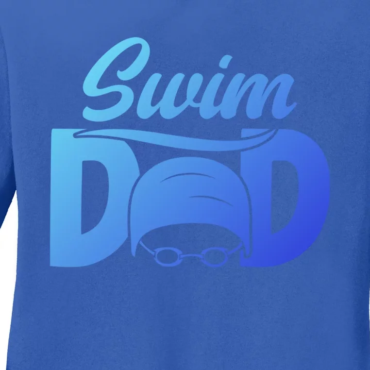 Swim Dad Proud Swimming Dad Of A Swimmer Dad Swim Father Gift Ladies Long Sleeve Shirt