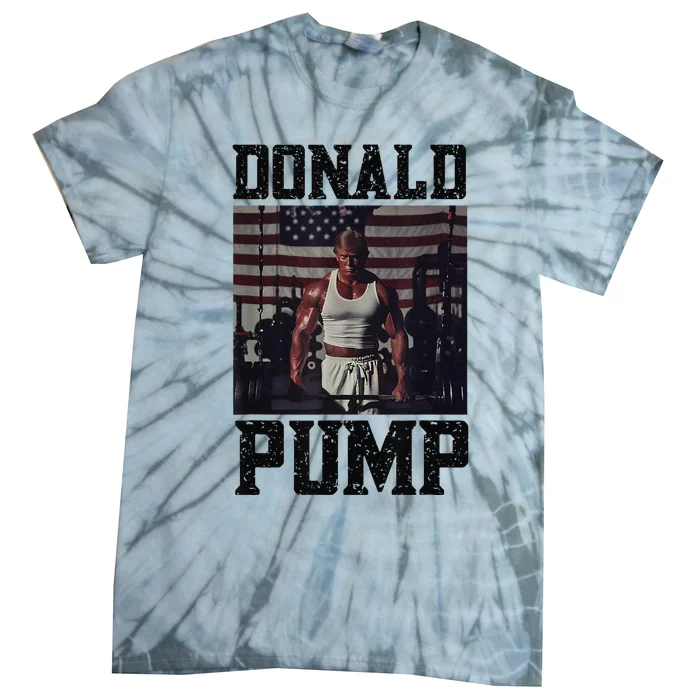 Swole Donald Pump Trump Big Muscles Usa Flag Muscular Trump Tie-Dye T-Shirt