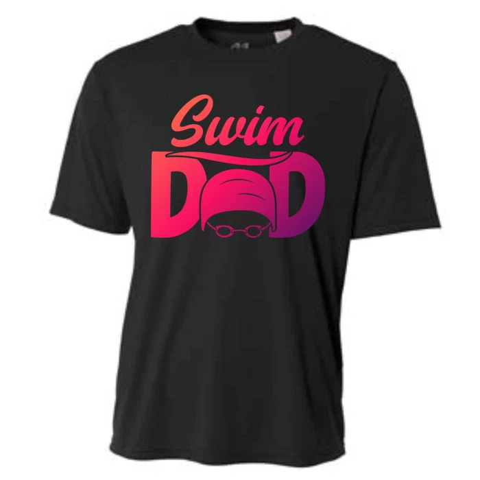 Swim Dad Proud Swimming Dad Of A Swimmer Dad Swim Father Gift Cooling Performance Crew T-Shirt