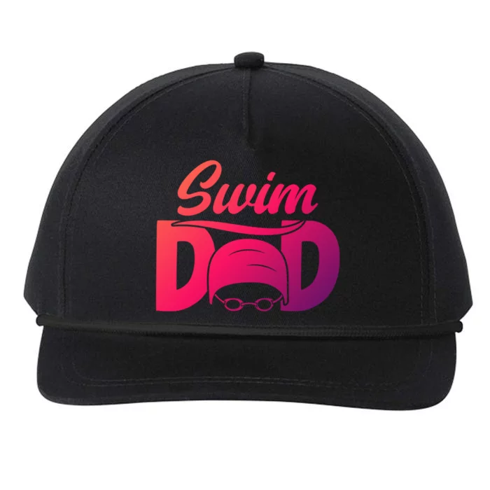 Swim Dad Proud Swimming Dad Of A Swimmer Dad Swim Father Gift Snapback Five-Panel Rope Hat