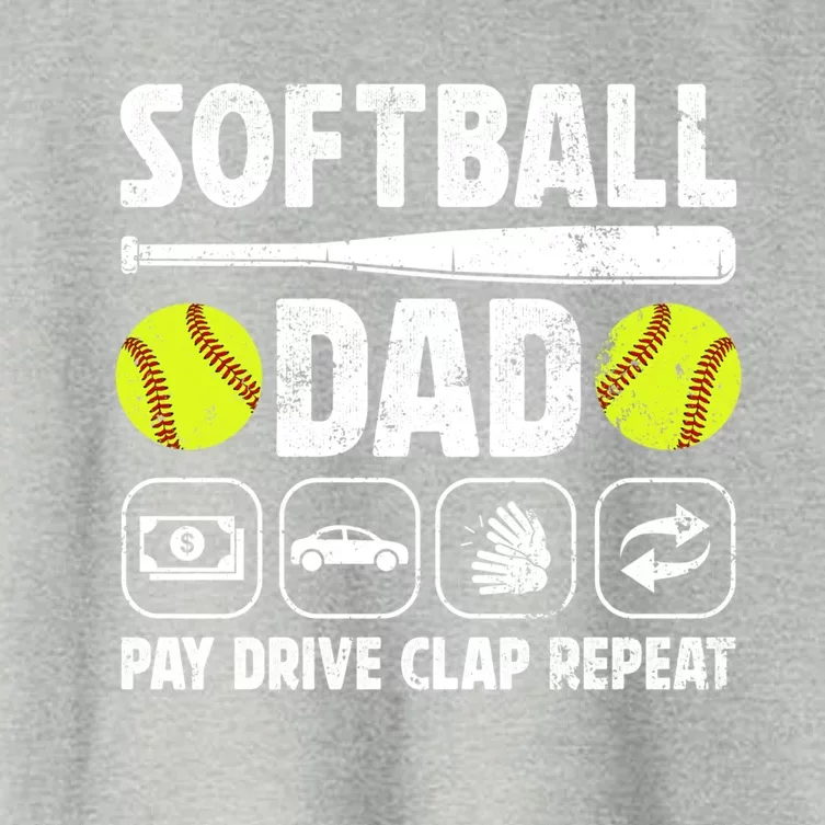 Softball Dad Pay Drive Clap Dad Of A Softball Player Father Cool Gift Women's Crop Top Tee