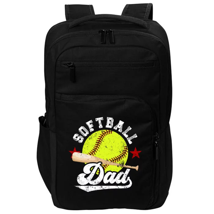 Softball Dad Proud Dad Of A Softball Player Father Gift Impact Tech Backpack