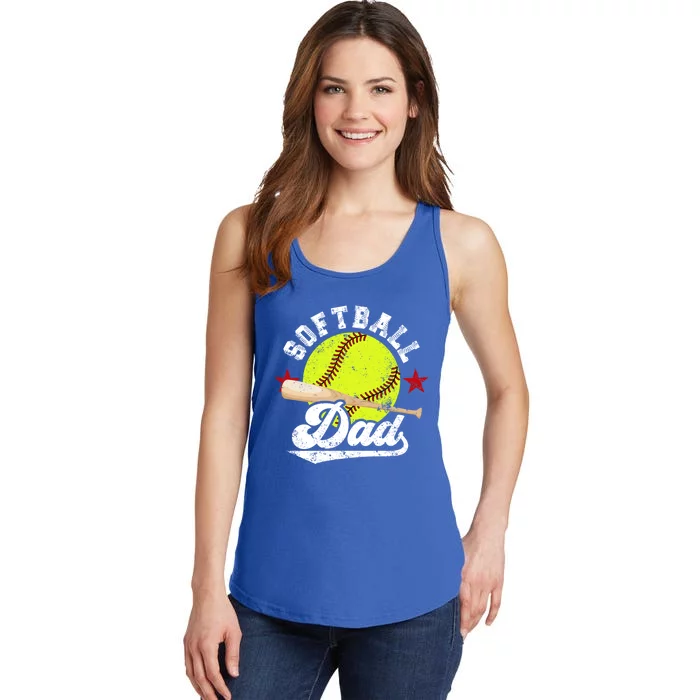 Softball Dad Proud Dad Of A Softball Player Father Gift Ladies Essential Tank