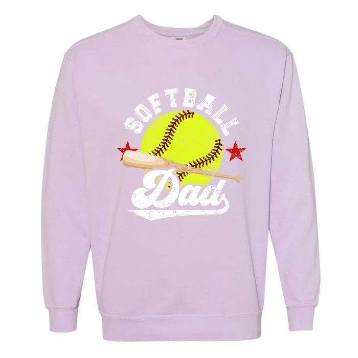 Softball Dad Proud Dad Of A Softball Player Father Gift Garment-Dyed Sweatshirt