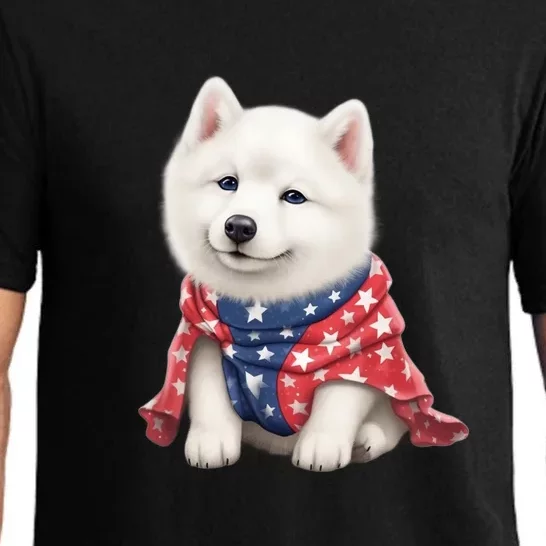 Samoyed Dog Puppy USA Flag Cute Samoyed Puppy Pajama Set