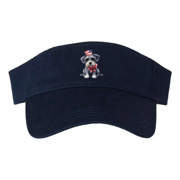 Schnauzer Dog Puppy USA Flag Cute Schnauzer Puppy Valucap Bio-Washed Visor