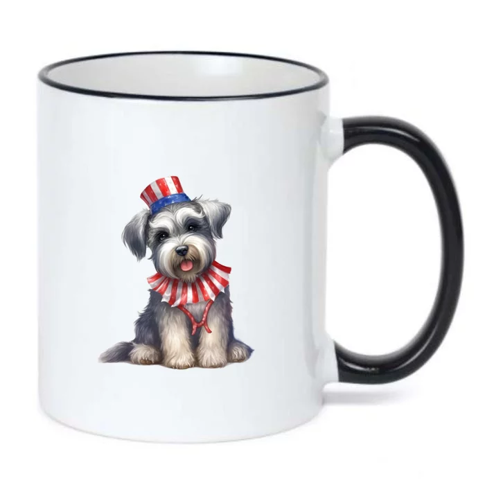 Schnauzer Dog Puppy USA Flag Cute Schnauzer Puppy Black Color Changing Mug