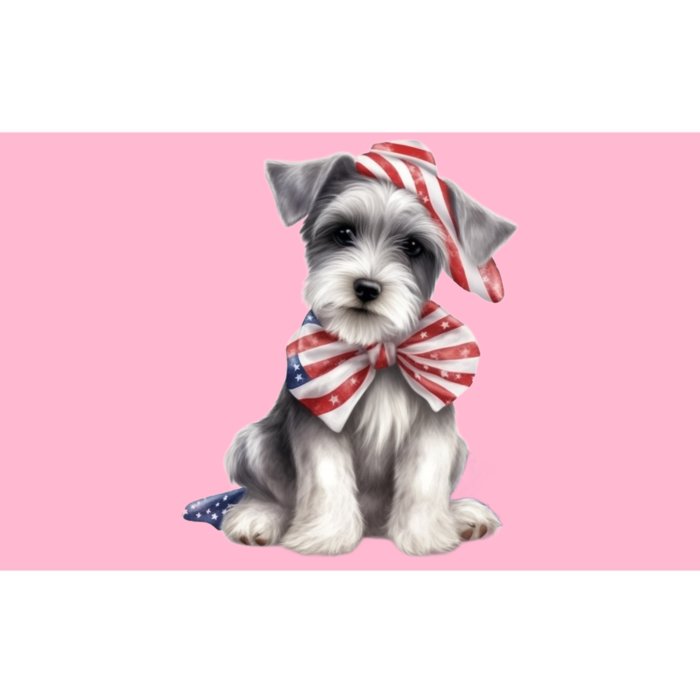 Schnauzer Dog Puppy USA Flag Cute Schnauzer Puppy Bumper Sticker