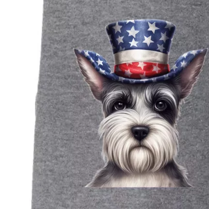 Schnauzer Dog Puppy USA Flag Cute Schnauzer Puppy Doggie 3-End Fleece Hoodie