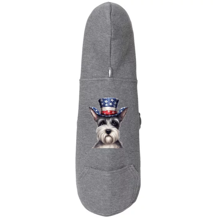 Schnauzer Dog Puppy USA Flag Cute Schnauzer Puppy Doggie 3-End Fleece Hoodie