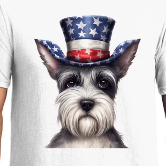 Schnauzer Dog Puppy USA Flag Cute Schnauzer Puppy Pajama Set