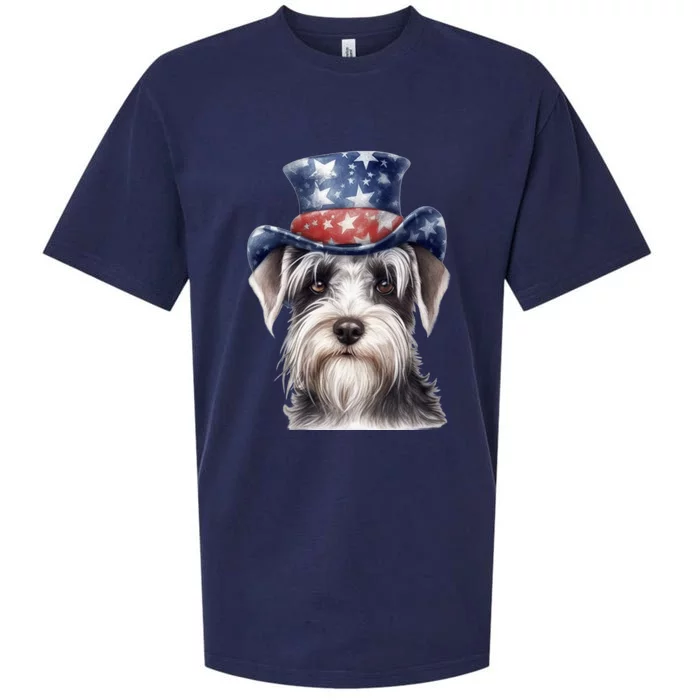 Schnauzer Dog Puppy USA Flag Cute Schnauzer Puppy Sueded Cloud Jersey T-Shirt