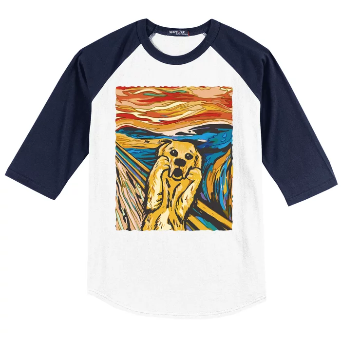 Scream Dog Painting Baseball Sleeve Shirt