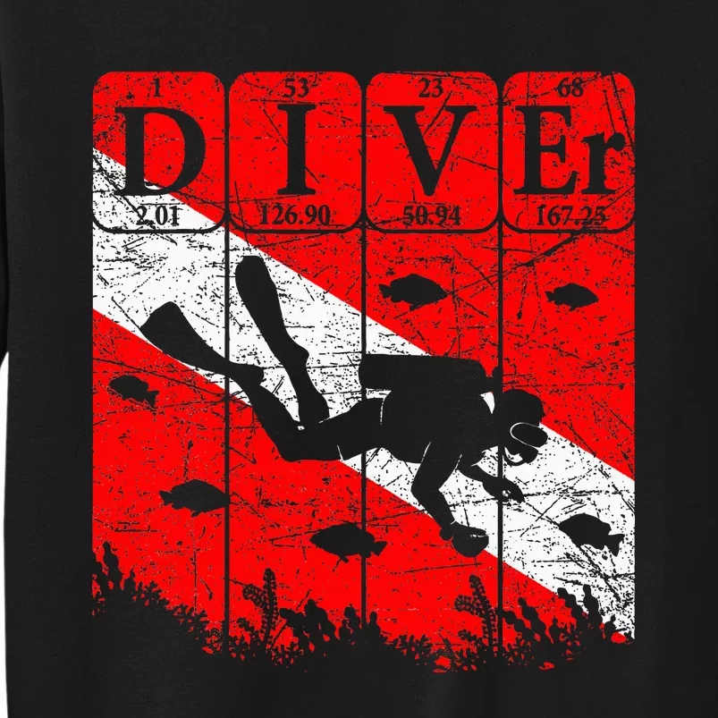 Scuba Diver Periodic Table Elements Scuba Diving Flag Retro Sweatshirt