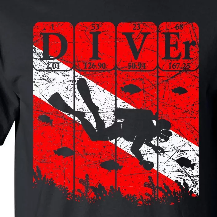 Scuba Diver Periodic Table Elements Scuba Diving Flag Retro Tall T-Shirt