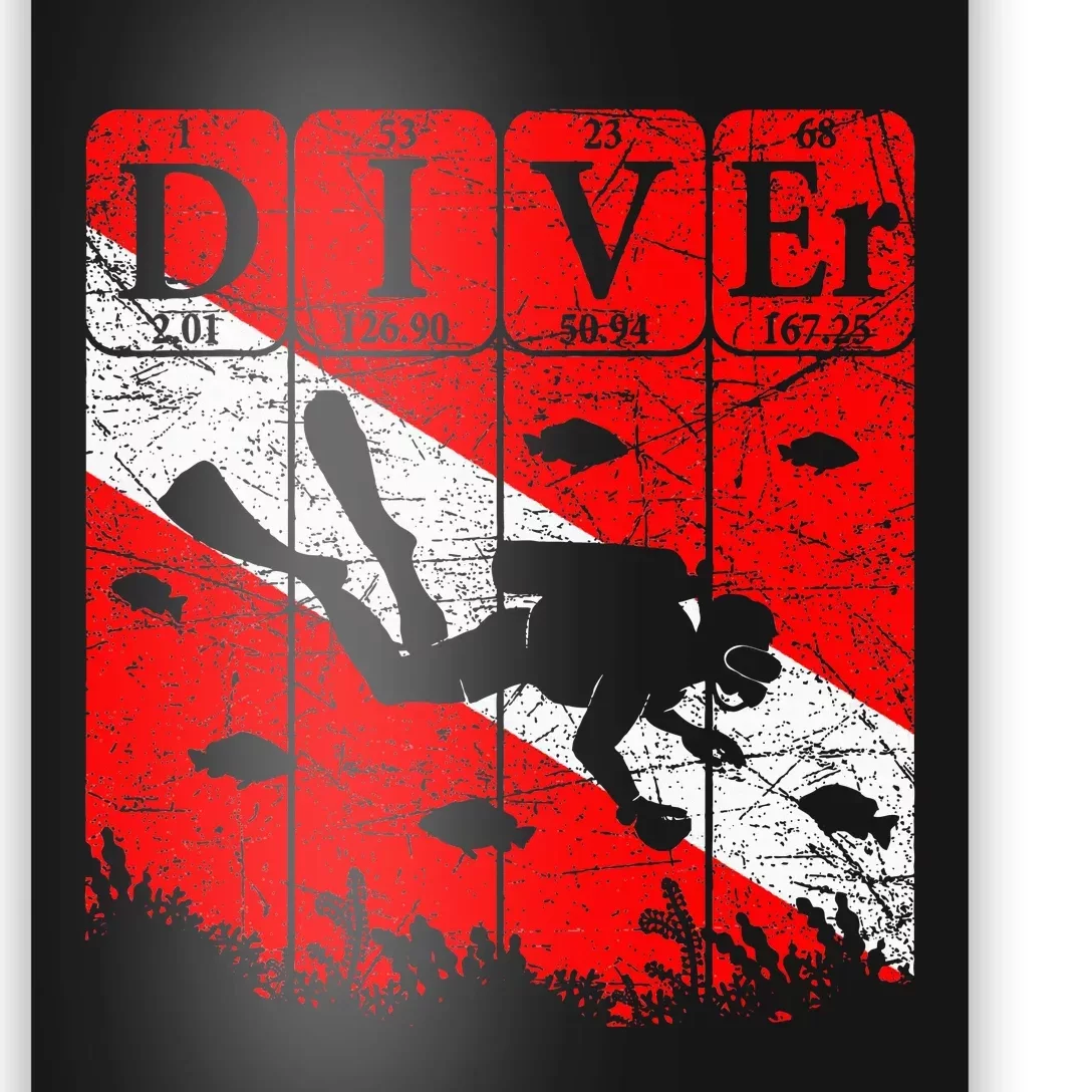 Scuba Diver Periodic Table Elements Scuba Diving Flag Retro Poster