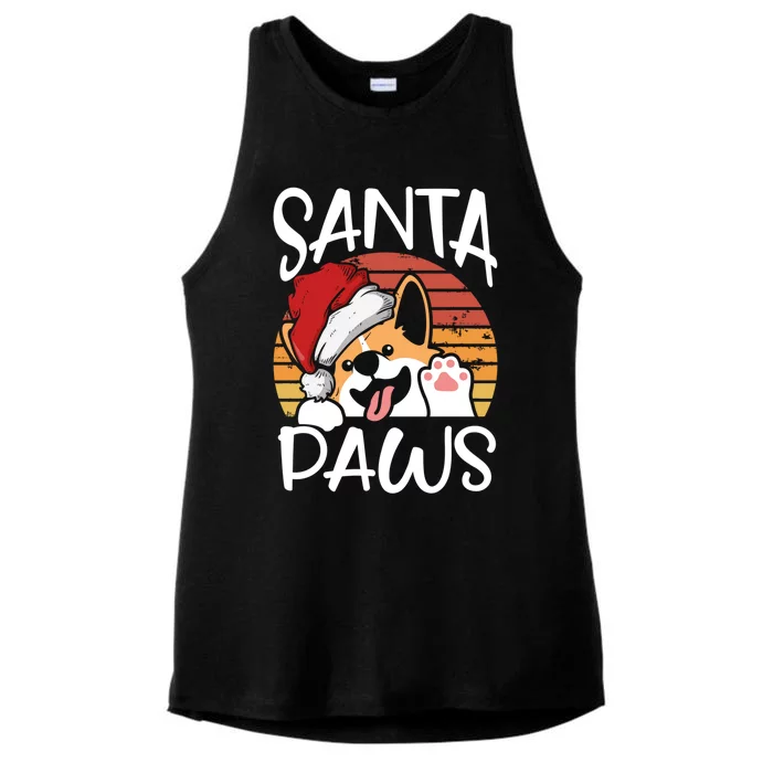 Santa Dog Paws Funny Christmas Pun Funny Gift Ladies Tri-Blend Wicking Tank