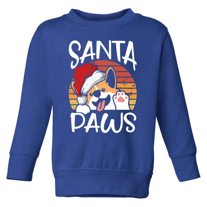 Santa Dog Paws Funny Christmas Pun Funny Gift Toddler Sweatshirt