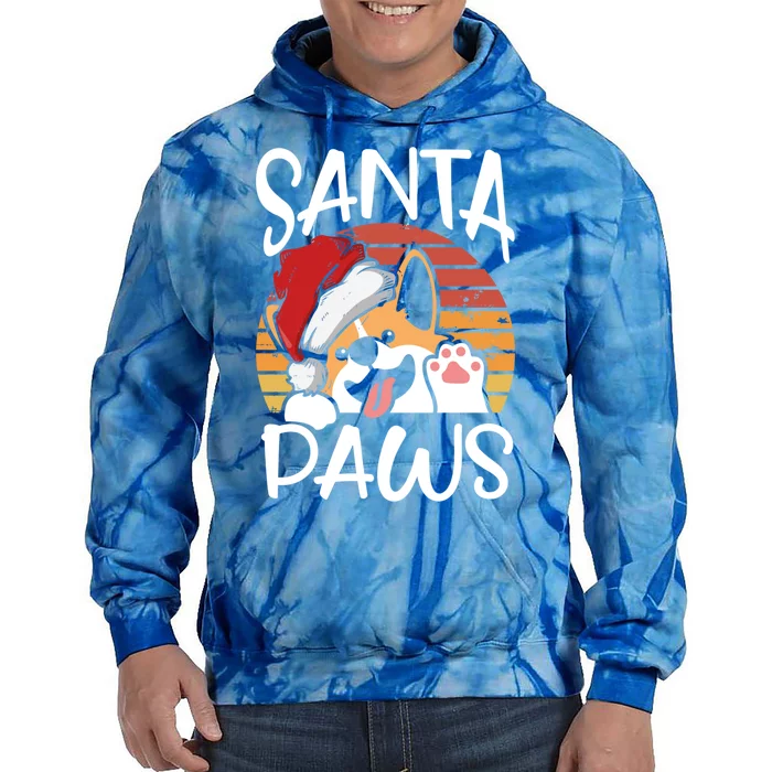 Santa Dog Paws Funny Christmas Pun Funny Gift Tie Dye Hoodie