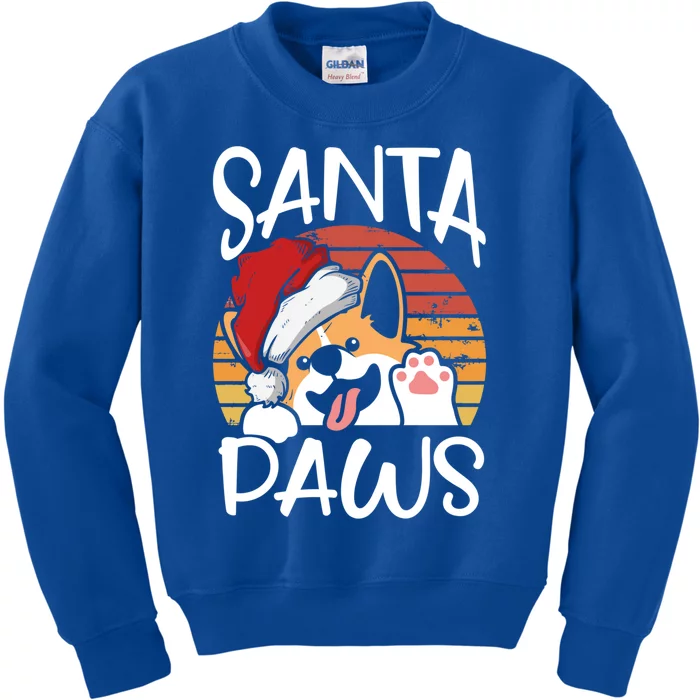 Santa Dog Paws Funny Christmas Pun Funny Gift Kids Sweatshirt