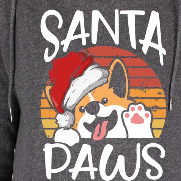 Santa Dog Paws Funny Christmas Pun Funny Gift Womens Funnel Neck Pullover Hood