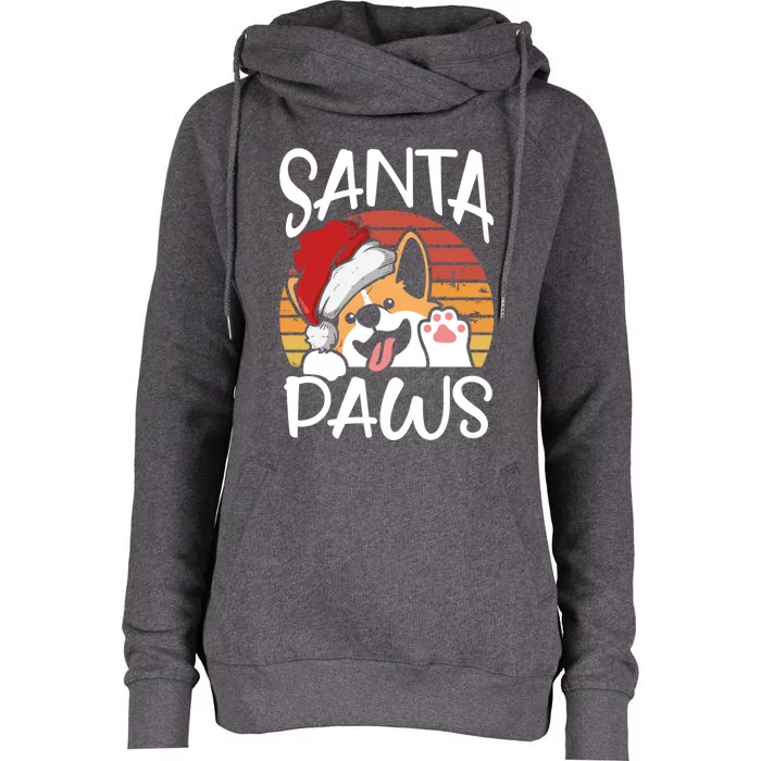 Santa Dog Paws Funny Christmas Pun Funny Gift Womens Funnel Neck Pullover Hood