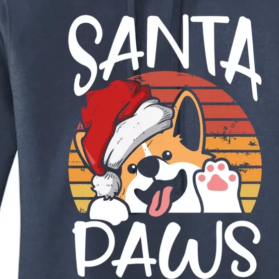 Santa Dog Paws Funny Christmas Pun Funny Gift Women's Pullover Hoodie