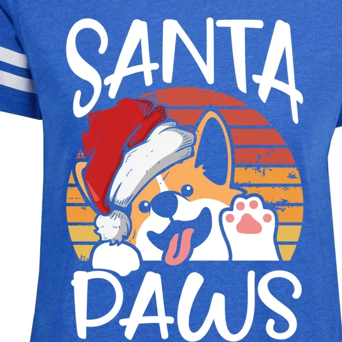 Santa Dog Paws Funny Christmas Pun Funny Gift Enza Ladies Jersey Football T-Shirt