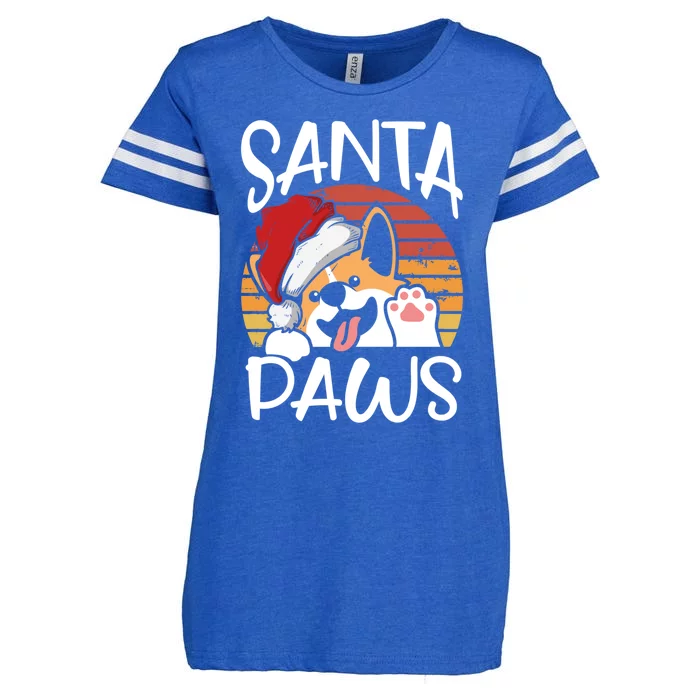 Santa Dog Paws Funny Christmas Pun Funny Gift Enza Ladies Jersey Football T-Shirt