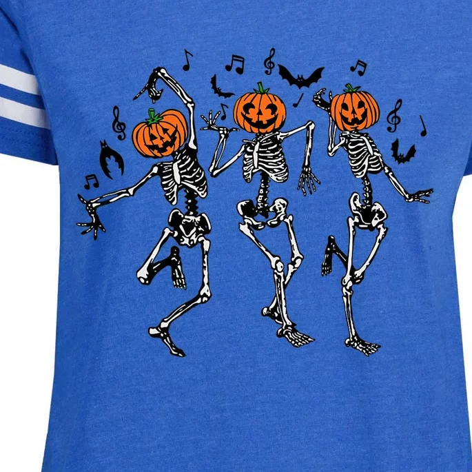 Spooky Dancing Pumpkin Head Skeletons Gift Enza Ladies Jersey Football T-Shirt