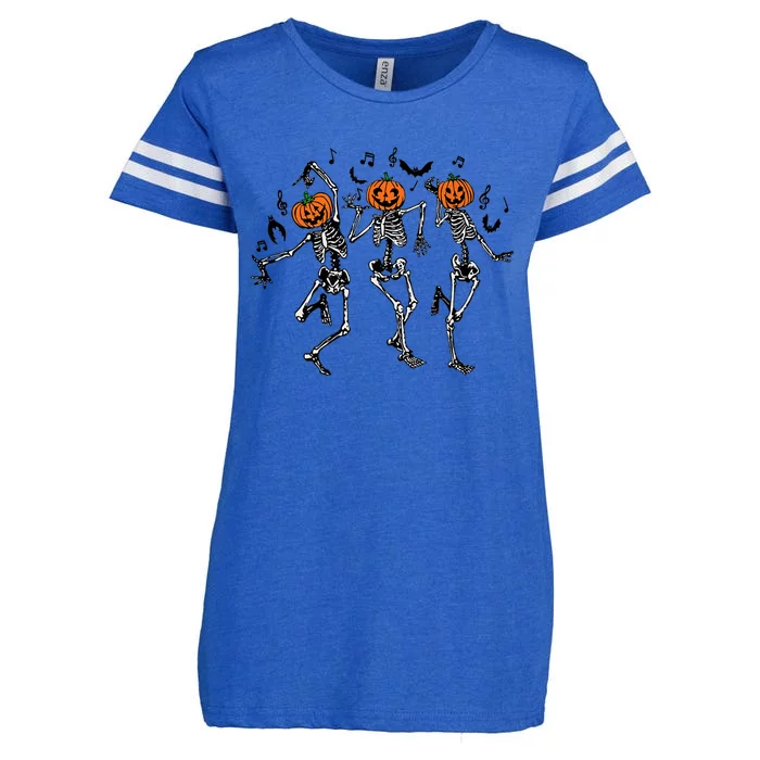 Spooky Dancing Pumpkin Head Skeletons Gift Enza Ladies Jersey Football T-Shirt