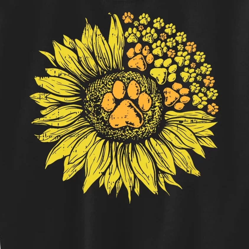 Sunflower Dog Paw Print Puppy Pet Cool Animal Lover Gift Kids Sweatshirt