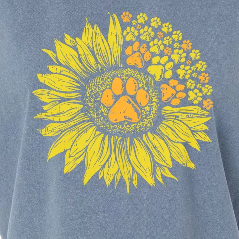 Sunflower Dog Paw Print Puppy Pet Cool Animal Lover Gift Garment-Dyed Women's Muscle Tee