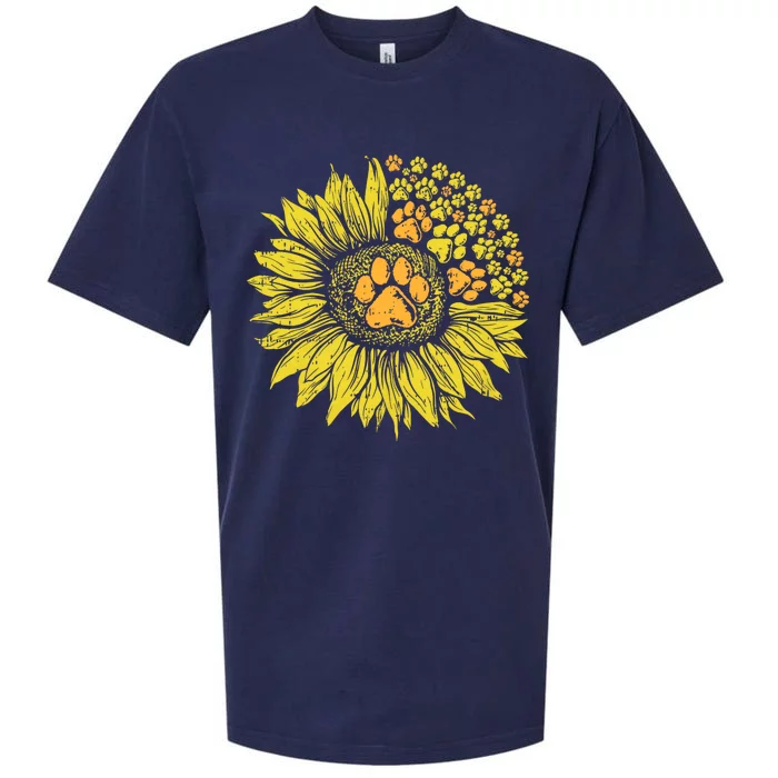 Sunflower Dog Paw Print Puppy Pet Cool Animal Lover Gift Sueded Cloud Jersey T-Shirt