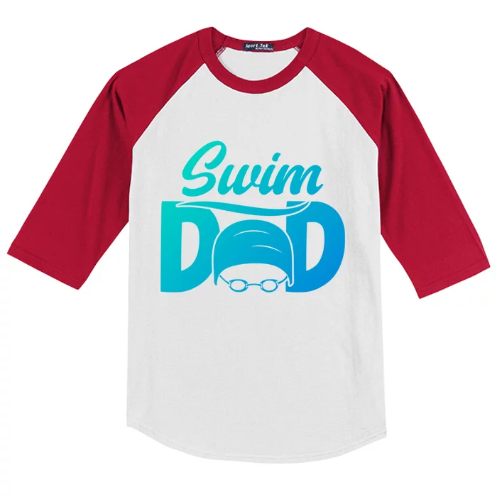 Swim Dad Proud Swimming Dad Of A Swimmer Dad Swim Father Gift Kids Colorblock Raglan Jersey