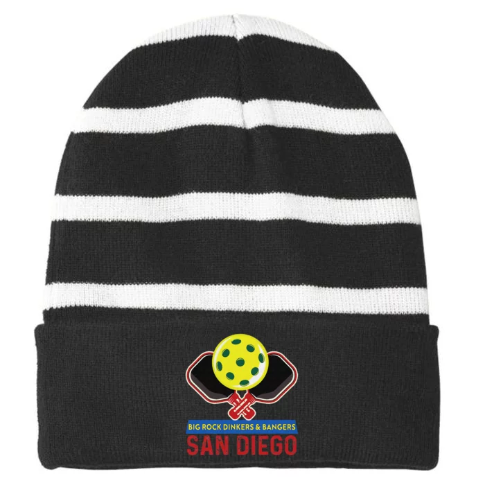 San Diego Pickleball for Pickleball Player Or Pickleball Fan Striped Beanie with Solid Band