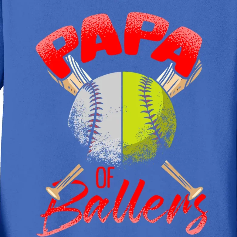 Softball Dad Pitcher Baseball Bat Husband Cute Gift Kids Long Sleeve Shirt