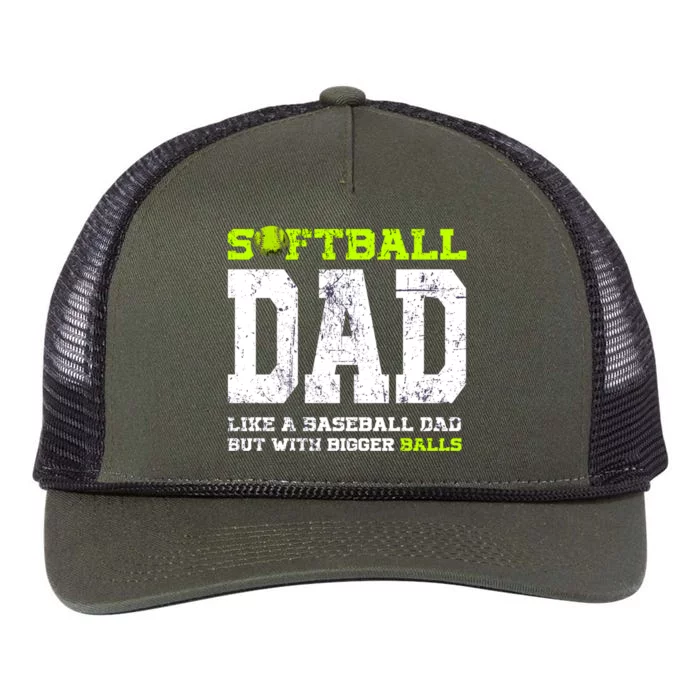 Softball Dad Pitcher Funny Distressed Cute Gift Retro Rope Trucker Hat Cap