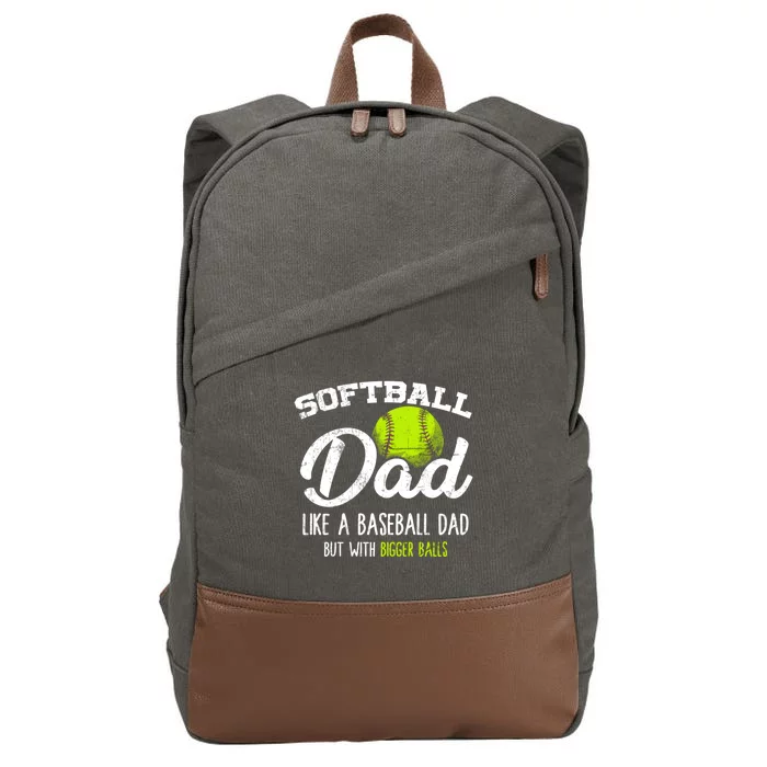 Softball Dad Pitcher Funny Distressed Gift Cotton Canvas Backpack