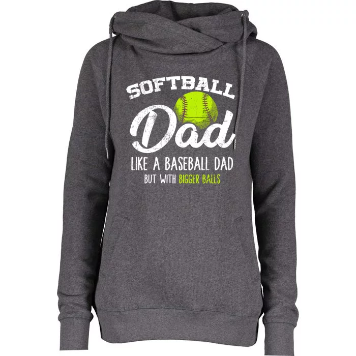 Softball Dad Pitcher Funny Distressed Gift Womens Funnel Neck Pullover Hood