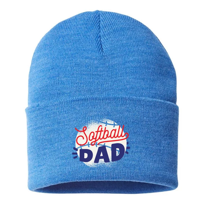 Softball Dad Proud Father Parent Quote Saying Gift Sustainable Knit Beanie