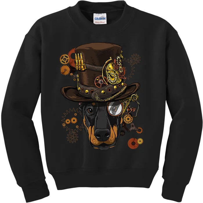 Steampunk Doberman Pinscher Medieval Victorian Kids Sweatshirt