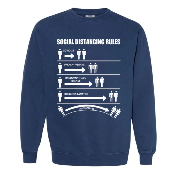 Social Distancing Rules Covid 19 Preachy Vegans Randomly Toxic Friends Religious Garment-Dyed Sweatshirt