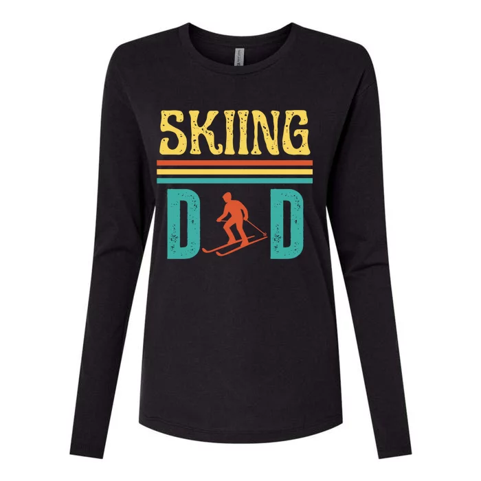 Skiing Dad Retro Vintage Ski Fathers Day Funny Skiing Meaningful Gift Womens Cotton Relaxed Long Sleeve T-Shirt