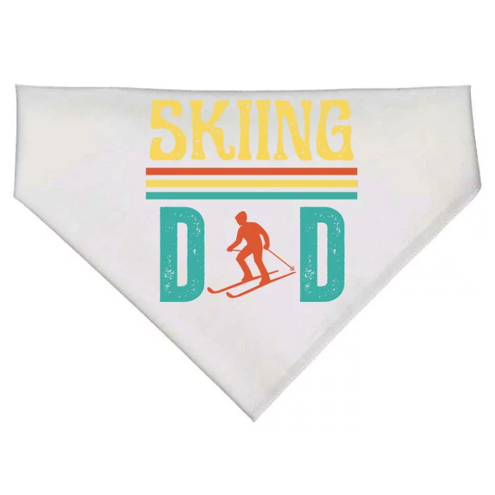 Skiing Dad Retro Vintage Ski Fathers Day Funny Skiing Meaningful Gift USA-Made Doggie Bandana