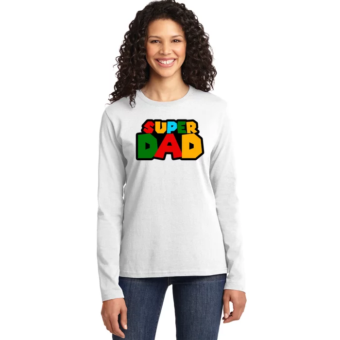 Super Dad Retro Gift Ladies Long Sleeve Shirt