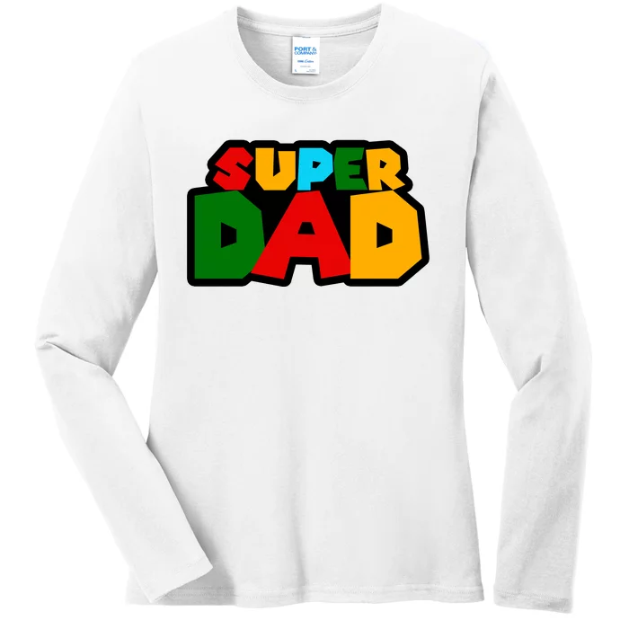 Super Dad Retro Gift Ladies Long Sleeve Shirt