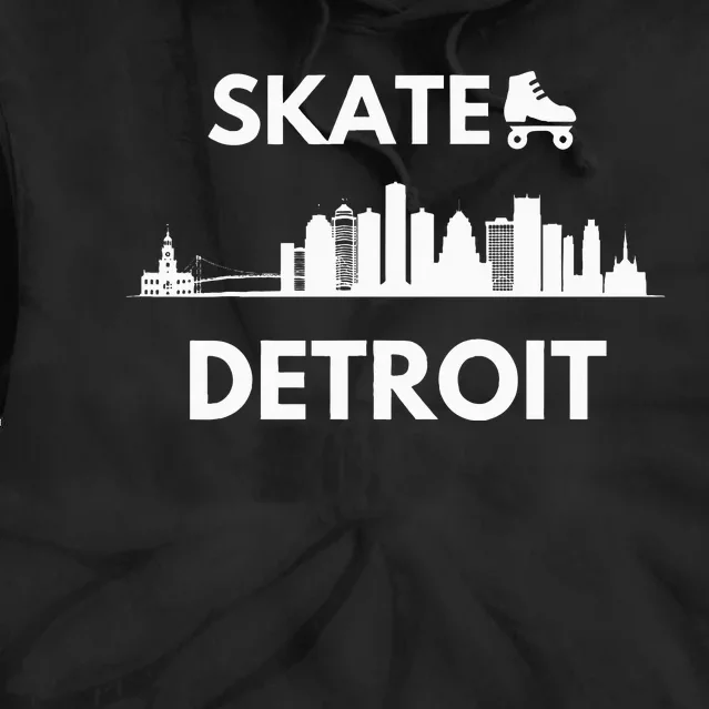 Skate Detroit Roller Skating Fans Detroit Skyline Tie Dye Hoodie