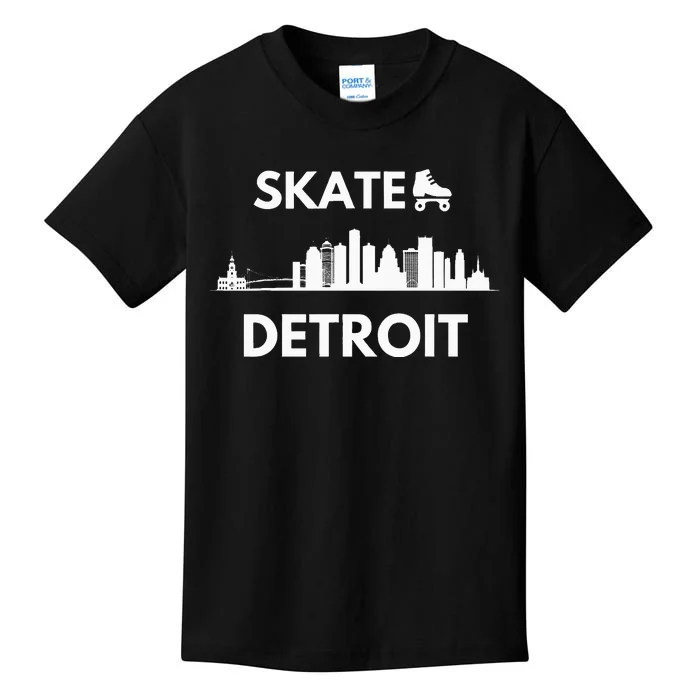 Skate Detroit Roller Skating Fans Detroit Skyline Kids T-Shirt